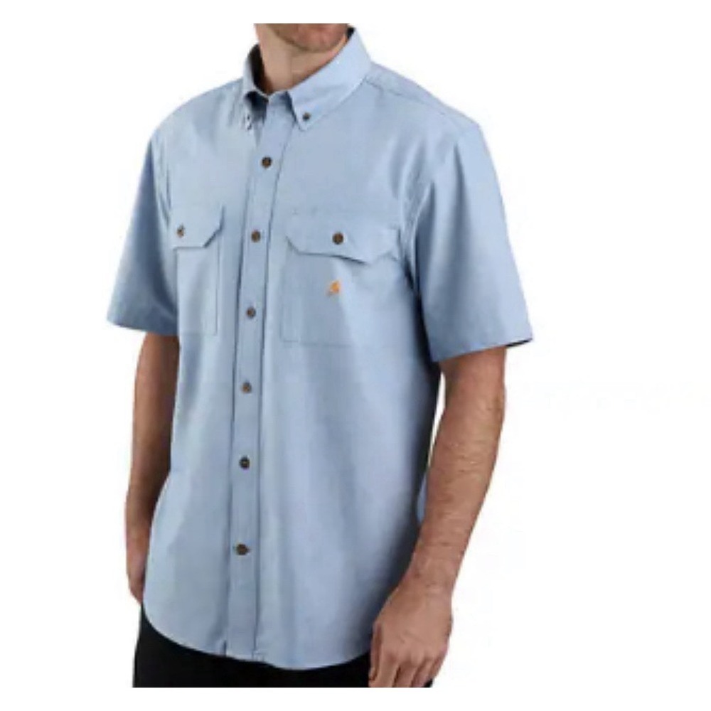 Carhartt Fort Work Shirt Mens M Ceil Blue Relaxed Fit SS Button Down Workwear